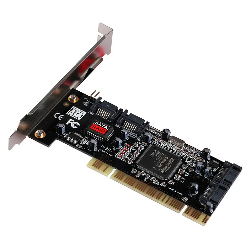 

Плата расширения PCI, 4 порта SATA, плата расширения с чипсетом Sil 3114, совместимая с Спецификацией PCI, Версия 2,3 для настольного компьютера/компью...
