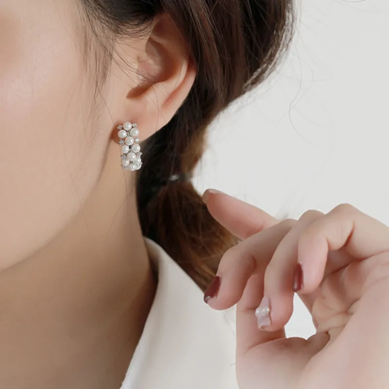 

Shell Pearl Stud Earrings Gift For Women Sterling Silver 925 Earring Gold Luxury Trendy Earings Bijoux Femme Argent Jewellery