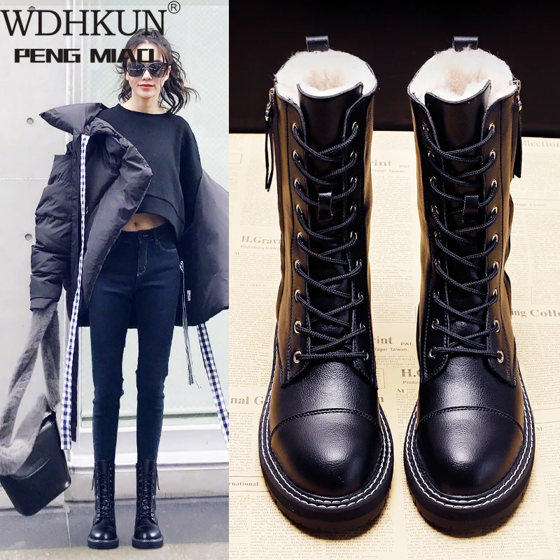 

Ботинки; Новинка 2020 года; Модные женские полусапожки; Зимние сапоги для девочек; Нескользящая теплая обувь из искусственной кожи с боковой м...