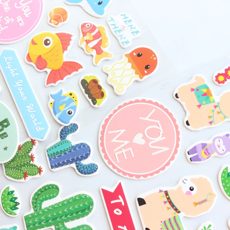 Domikee Cute glitter cartoon unicorn animal shape school kids decorative DIY stereoscopic stickers for scrapbooking phone craft |