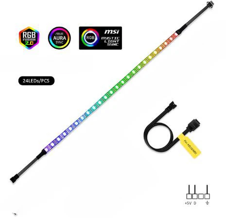 Addressable RGB светодиодные ленты цифровой свет ws2812b материнская плата использовать для ЦП блок GPU 5 в 3PIN A-RGB свет для DIY аура Синхронизация в M/B - Испускаемый цвет: 1x24led strip set
