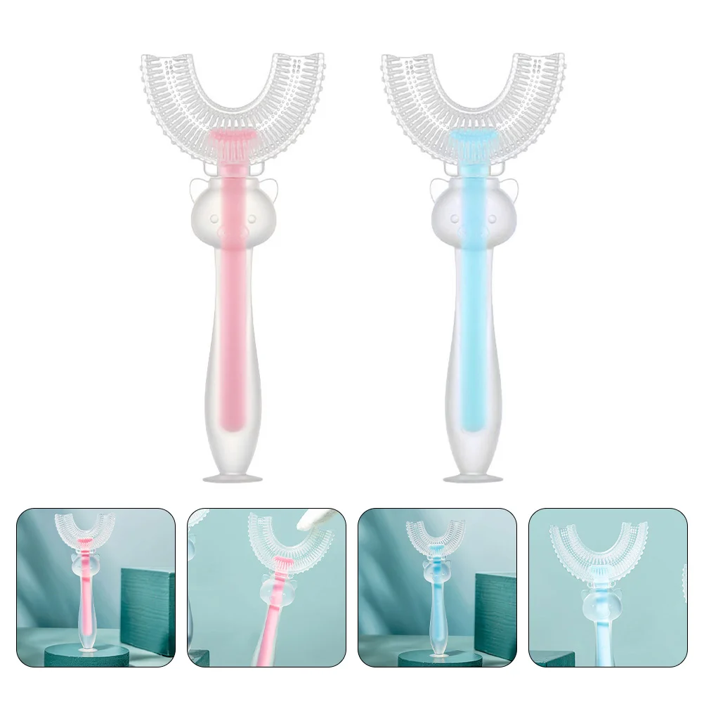 

2pcs U-Shape Kids Toothbrushes Practical Toddler Manual Too Brushes (Assorted Color)