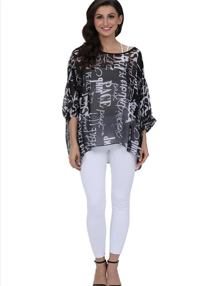 Женская шифоновая блузка с цветочным принтом размеры до 6XL | одежда