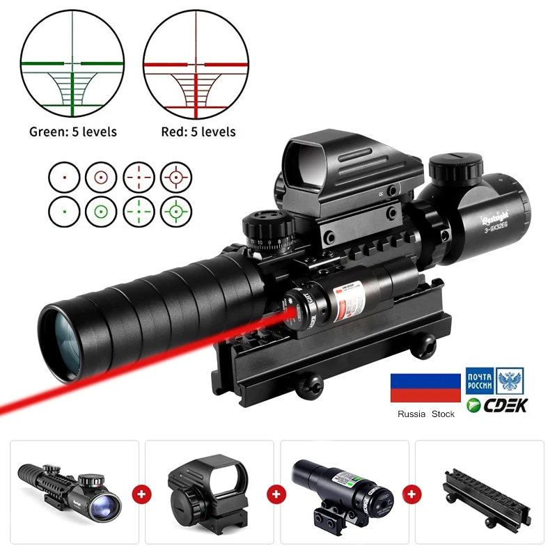 3 9x32 прицел с подсветкой дальномер голографическая сетка для винтовки 4 сетки 20 мм