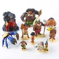 10pcsset cartoon moana princess legend vaiana maui chief tui tala heihei pua action figure decor toys for kids birthday gift