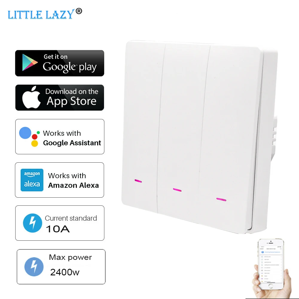 

Умный выключатель света, 220 В, Wi-Fi, 2400 Вт