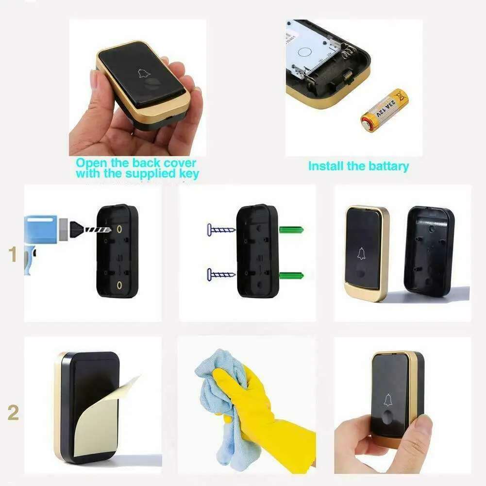 Водонепроницаемый беспроводной дверной звонок 300 м умный для домашней