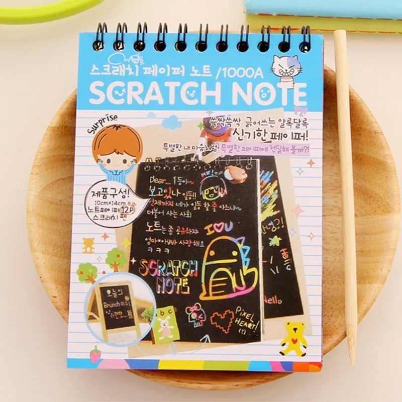 Творческий DIY Sketchbook черный картон детская Живопись Рисунок бумага для заметок игрушка блокнот канцелярские принадлежности для школы товары для магазина 016044