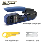 Обжимные Щипцы xintylink RJ45, сетевой обжимной инструмент для зачистки кабеля ethernet RG45 cat6 cat5e cat5 cat3 RJ11, синий разъем