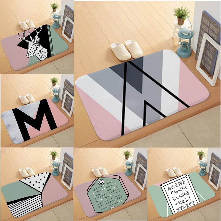 Коврик для ванной с принтом мраморного камня розовый 16x24 дюйма коврик кухни