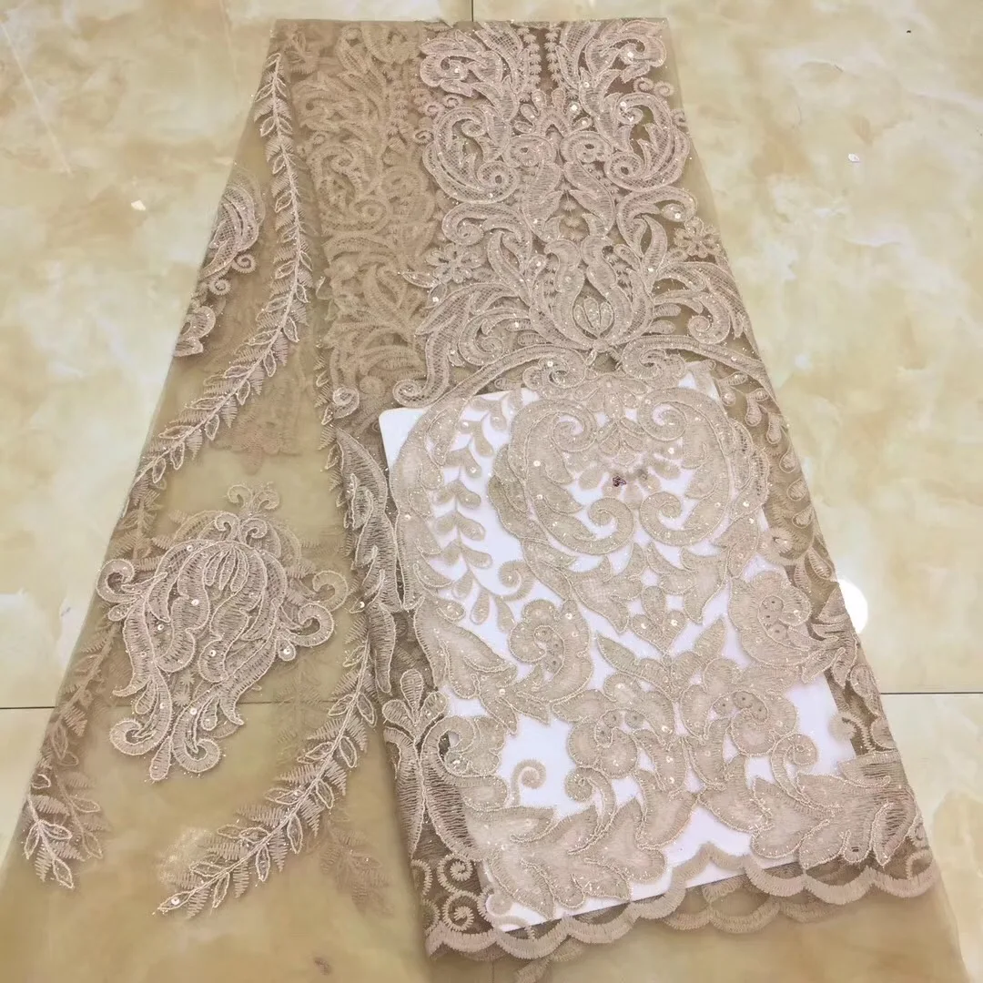 

Latest African Lace Fabric Embroidered With Stones 2019 High Quality Lace French Tulle Lace Fabric For Wedding Party Dress