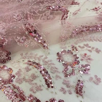 new arrival handmade beads lace high quality french nigerian embroidered mesh lace fabric for wedding ts9539