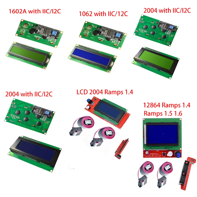 Экран для 3d принтера LCD 1602A 2004 12864 Ramps1.4 IIC/I2C модуль модульного адаптера