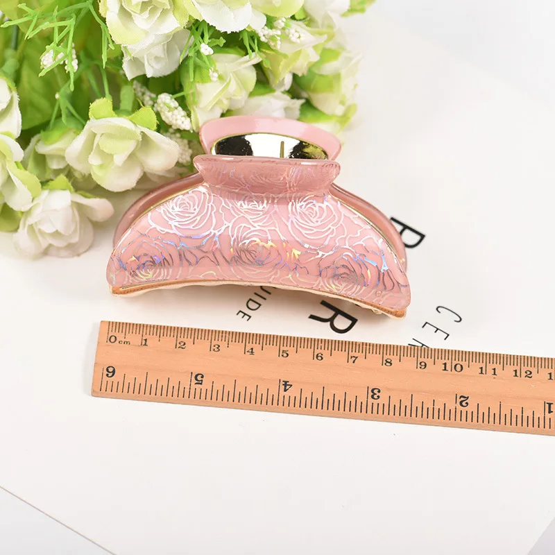 

New Fashion Large 9cm Beautiful Striped Flower Wave Acrylic Candy Color Hairpin Barrettes for Women Girl Accessories Headdress