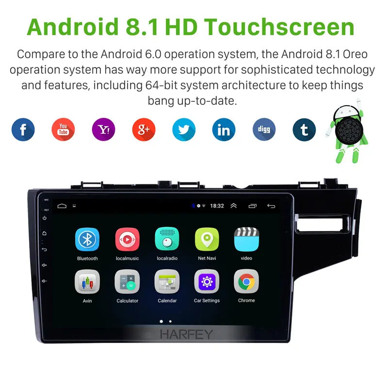 Harfey Android 9 1 10 &quotАвтомобильный Wifi Bluetooth 3G Автомобильный мультимедийный плеер 2din GPS