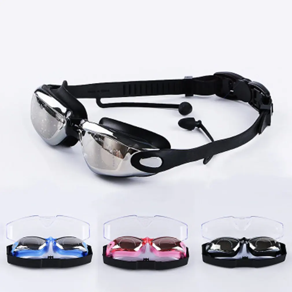 

Silicone High-definition Swimming Goggles Adult Myopia Swimming Goggles Waterproof Anti-fog Plating Swimming Goggles Set Lens:pc
