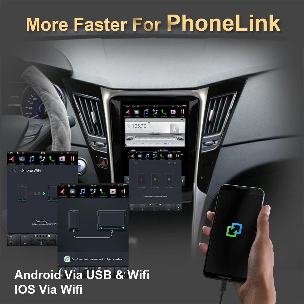 10 4 дюймовый экран в стиле Tesla Android 9 0 автомобильный GPS навигатор для HYUNDAI SONATA 2012 2014