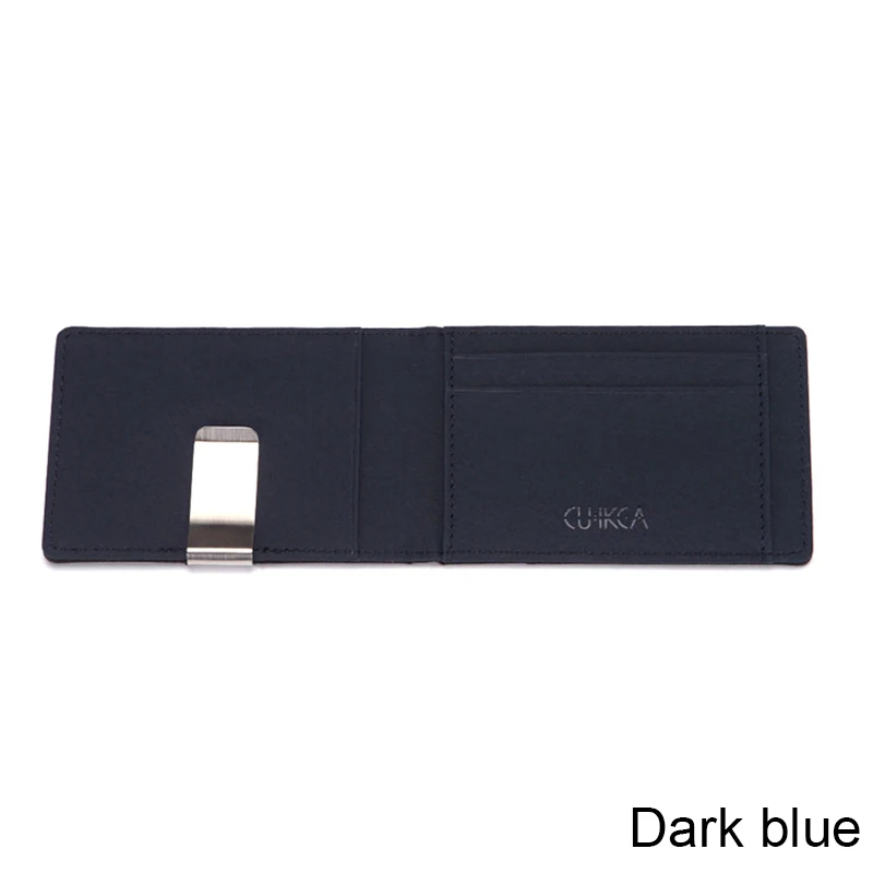dark blue Новинка, мужской кошелек, RFID, кража, карта, однотонный, кошелек, ПУ, маленький, кошелек, безопасность, роскошный, короткий, для хранения, кошелек, зажим, Dinero - Цвет: dark blue