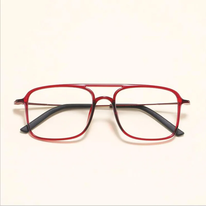 

Super Light Square Eyeglasses Double Beam Glasses Frame Men and Women Models Tide Big Face Comfortable Anti Blue