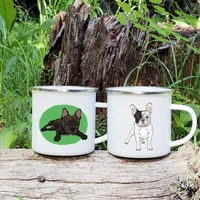 french bulldog print enamel coffee tea mugs outdoor travel water cups cute dog beer drink cocoa juice cups friend birthday gifts