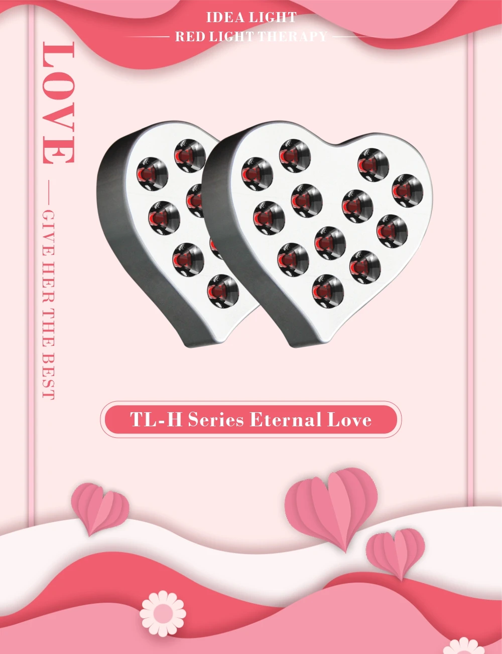 Heart-shaped portable mini handheld physiotherapy lamp 660nm and 850nm skin savior for acne treatment