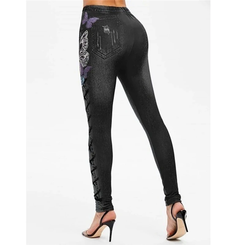 

Women Fashion Prined Legging Ladies Casual Sports Butterfly Printed Leggings Female Slim High Waist Leggings For Woman