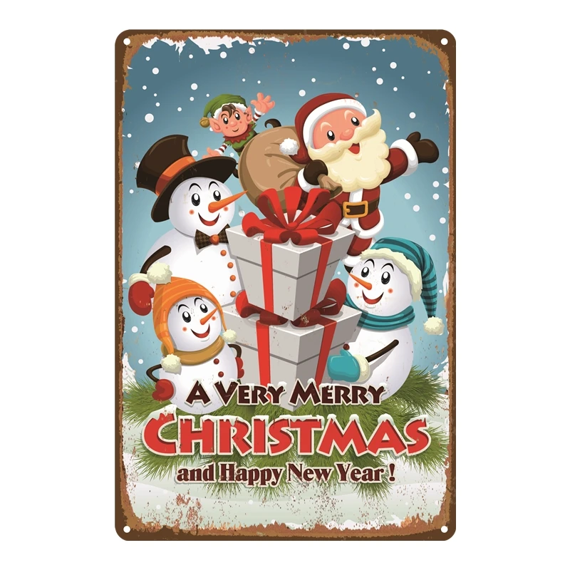 

Merry Christmas Santa Claus Metal Sign Bar Wall/Door Decor Vintage Metal Tin Sign Home Decor Good Gift Retro Painting Plaques