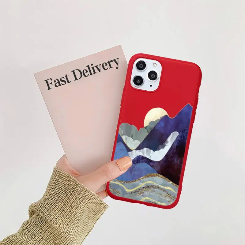 

Mountain Marble Moon Phone Case Candy Color for iPhone 11 12 mini pro XS MAX 8 7 6 6S Plus X SE 2020 XR