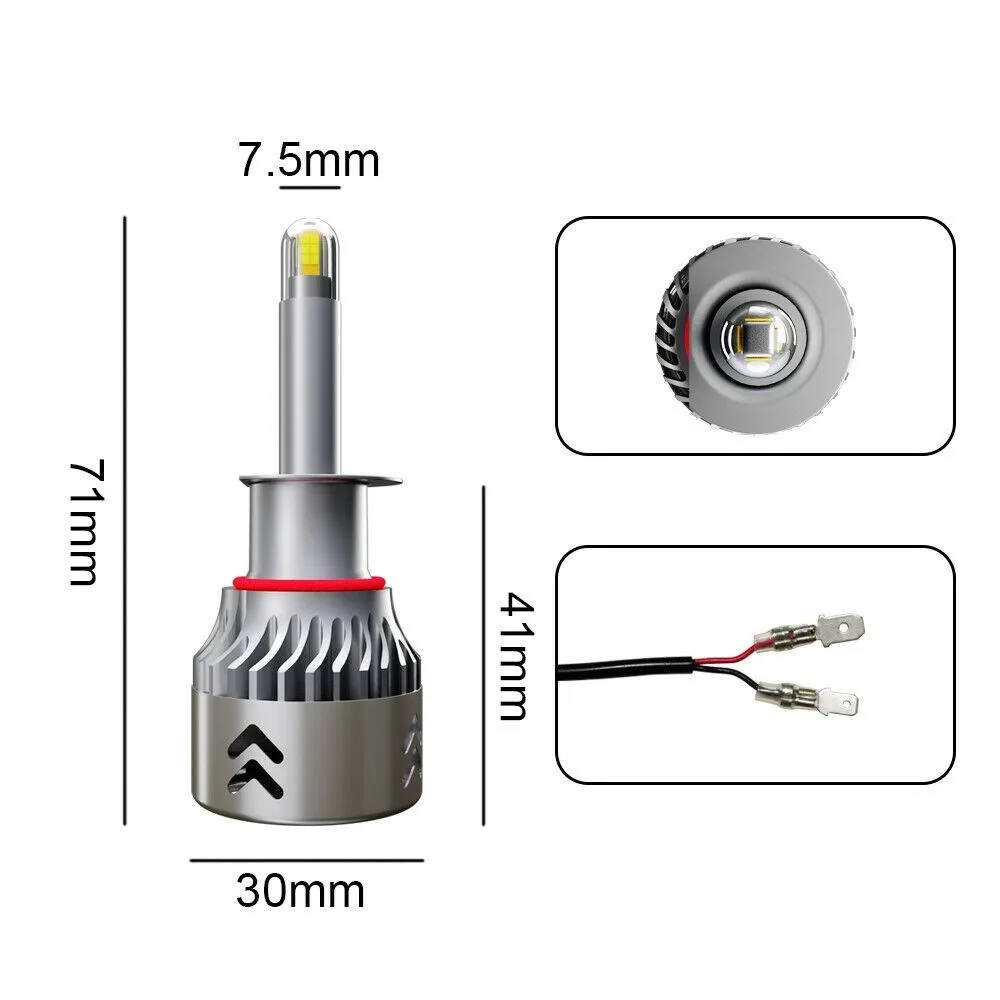 

360 H1 LED Headlight Kit 6000K 8 Sides Car DC 9-32V Fog Light White 2pcs