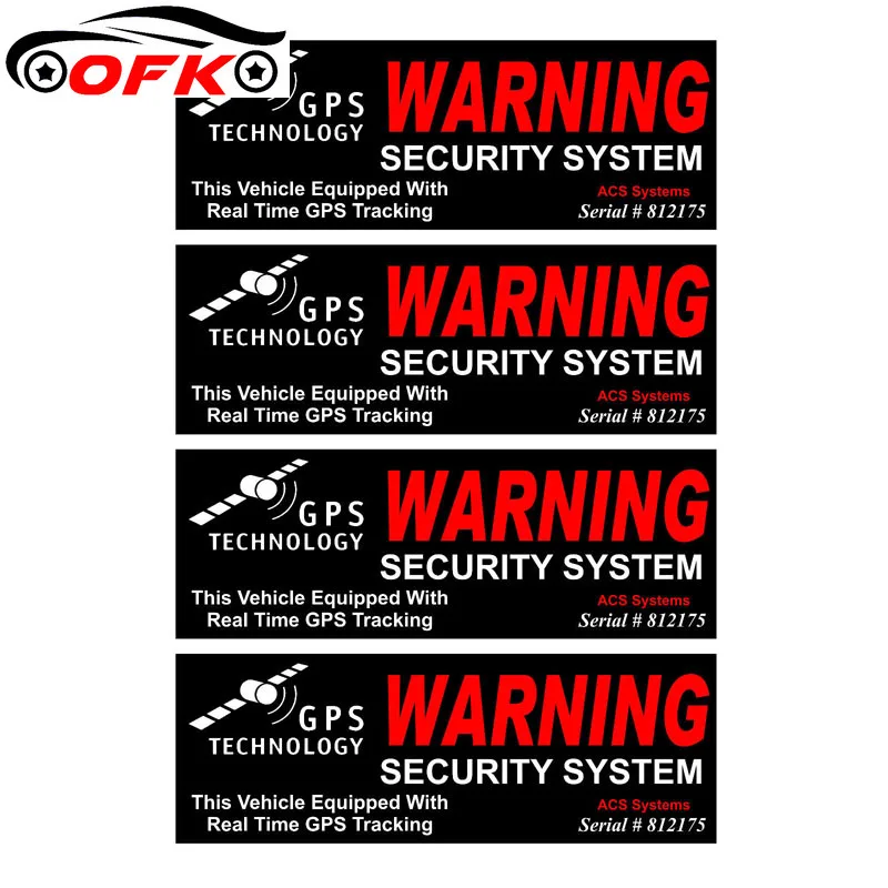 

4X GPS WARNING SECURITY SYSTEM Personality Reflective Car Sticker to cover scratches sunscreen waterproof PVC.10CM*3.5CM