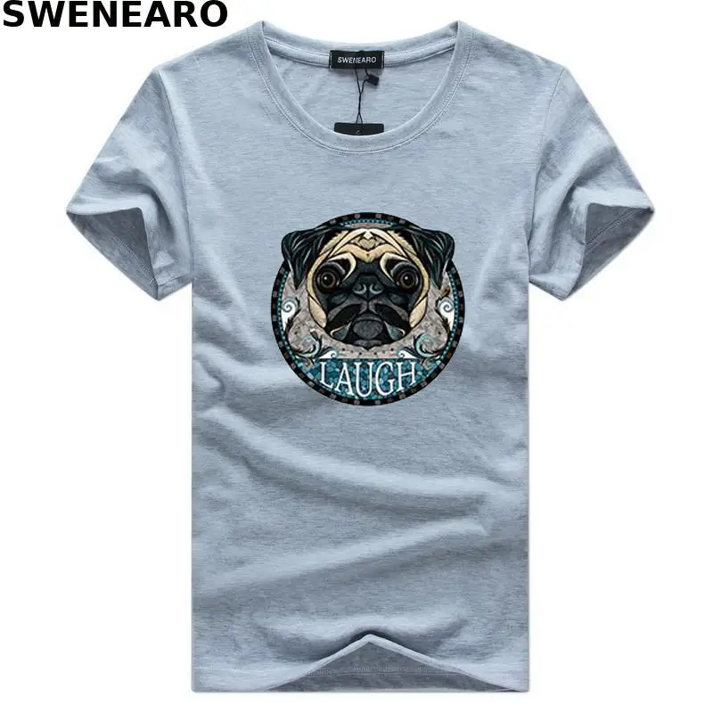 

SWENEARO new 2021 summer French dog print T-shirt men's casual O-neck short-sleeved brand T-shirt men's breathable T-shirt men