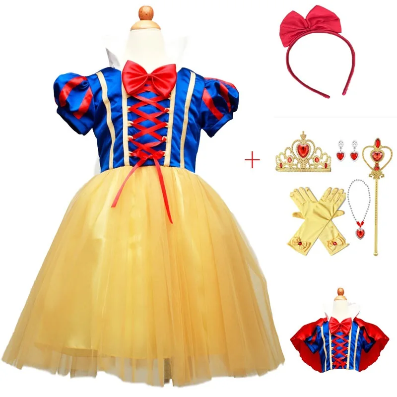 Baby Children 4 Layer Snow White Cosplay Dress Girls Party Princess Child Tulle Girl Tutu Birthday Vestido | Детская одежда и