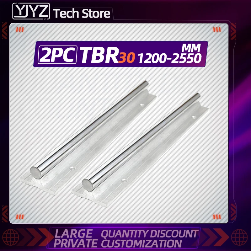 

Free shipping 2pcs TBR30 L-1200mm 1250 to 2550mm support rail linear guide ,CNC router for 3D printer parts