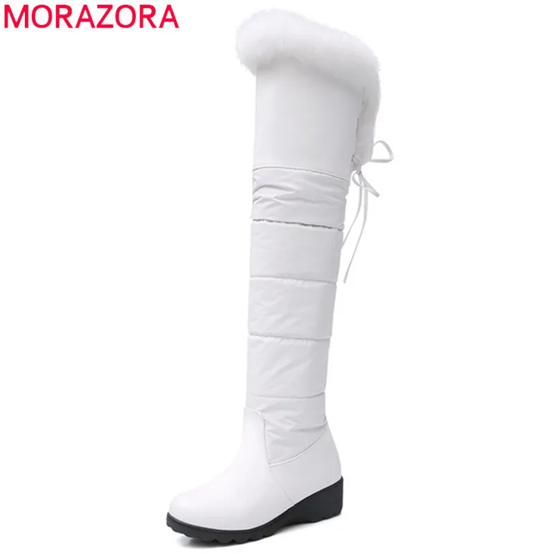 MORAZORA/2020 Новое поступление Высокие сапоги до бедра Женские водонепроницаемые