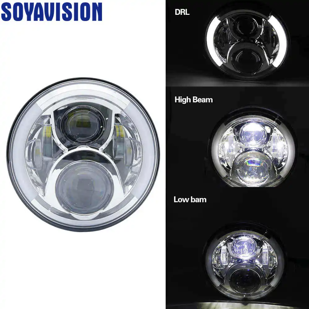 7 ''круглый мотоцикл Проектор мотор светодиодный головной светильник Halo &amp