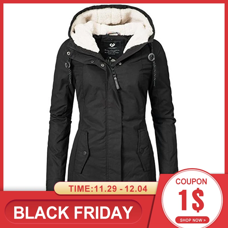 Coat Women Winter Parka Coats Casual Warm Female Outwear Overcoats Long Sleeve Zipper Cotton Padded Female Coats Tops Parka