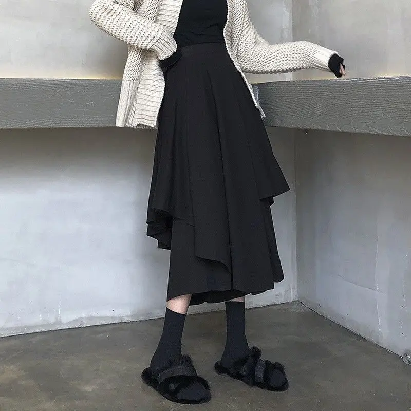 

Elegant design feel tooling irregular high waist a skirt women's long model 2020 autumn and winter new skirt