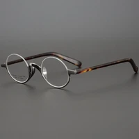 japanese hand made pure titanium men glasses frames semi rim retro round optical myopia women eyeglasses lightweight spectacles