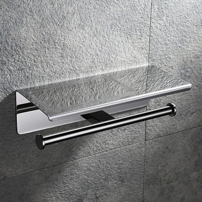 

Double Toilet Paper Holder Bathroom Tissue Roll Holder with Shelf