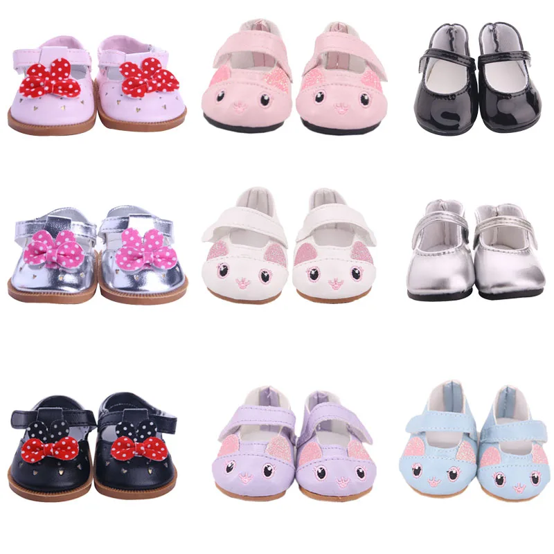 Кожаные ботинки с кошачьими ушками и бантом для кукол размер 43 см|Куклы| |