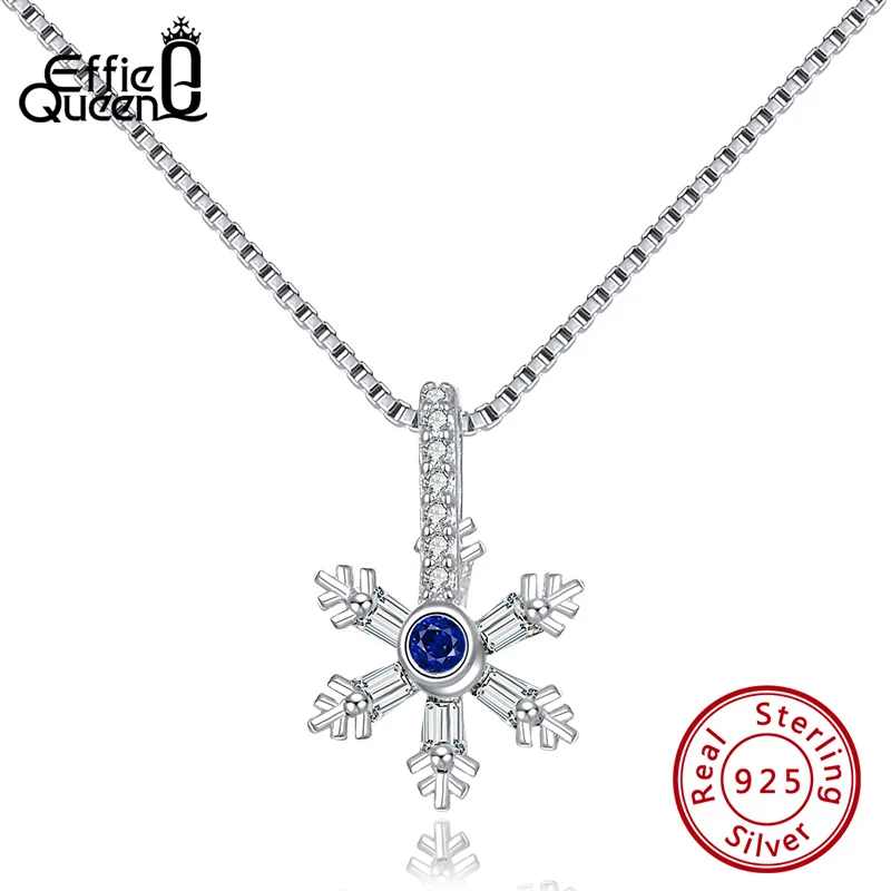 SN163-P Effie queen женское 925 пробы серебро AAA CZ циркон ожерелья Снежинка подвеска длинная цепь Роскошные ювелирные изделия Рождественский подарок TSN163 - Цвет камня: SN163-P