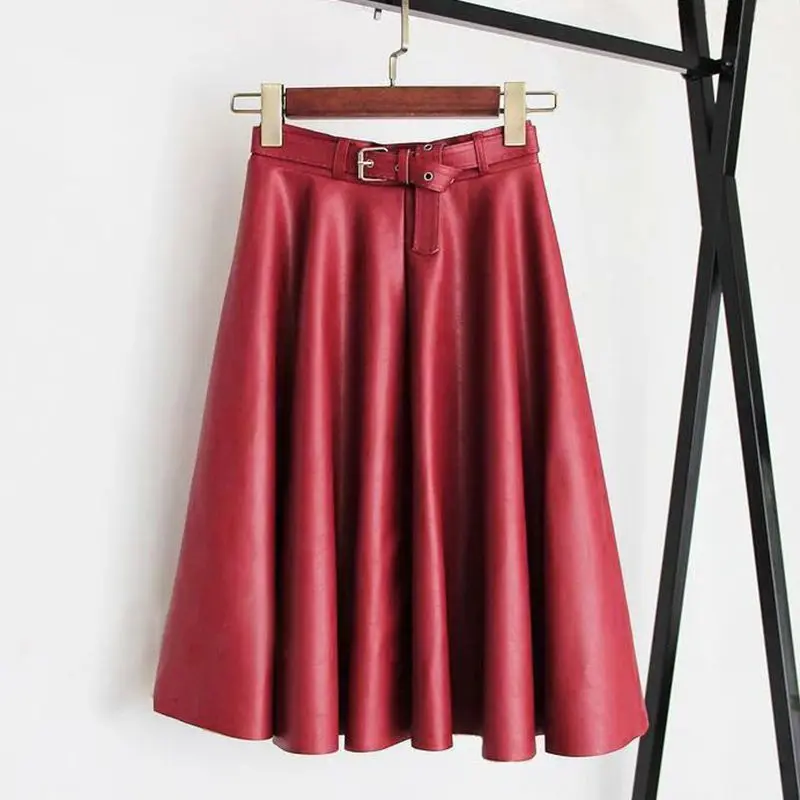 Юбки размера плюс из искусственной кожи женские свободные юбки большого