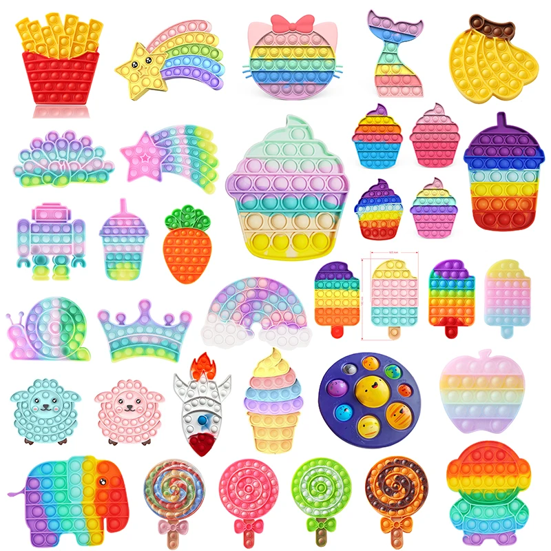 Нажимная игрушка Bubble Fidget настольная забавная силиконовая в форме мороженого для