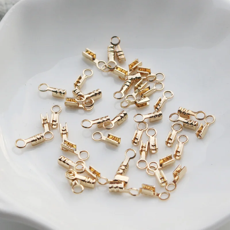 Вакуумные золотые медные зажимы на кожаном шнурке застежка цепочке концевые