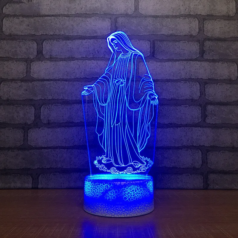 Blessed Virgin Mary 7 цветов светодиодный ночник для детей сенсорный Usb стол Lampara Lampe