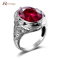 genuine 925 sterling silver 1418mm oval created ruby ring for women vintage punk birthday stone wedding party fashion jewellery