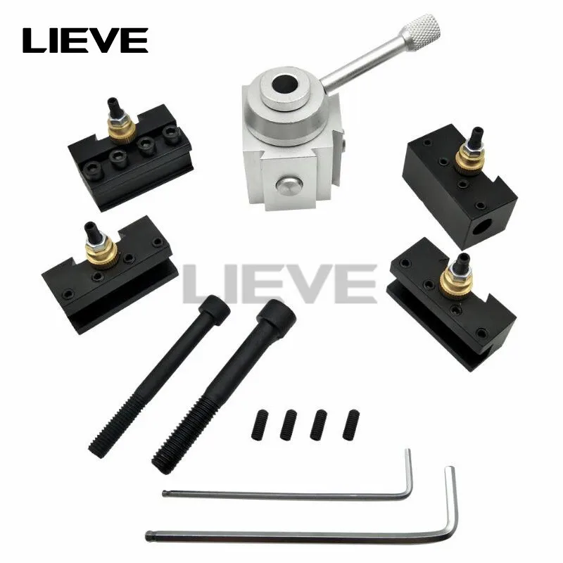 

1Set Tool Post Holder Aluminum Alloy Quick Change Tool Post Mini Lathe Tool Post and Holder Kit Lathe Accessary