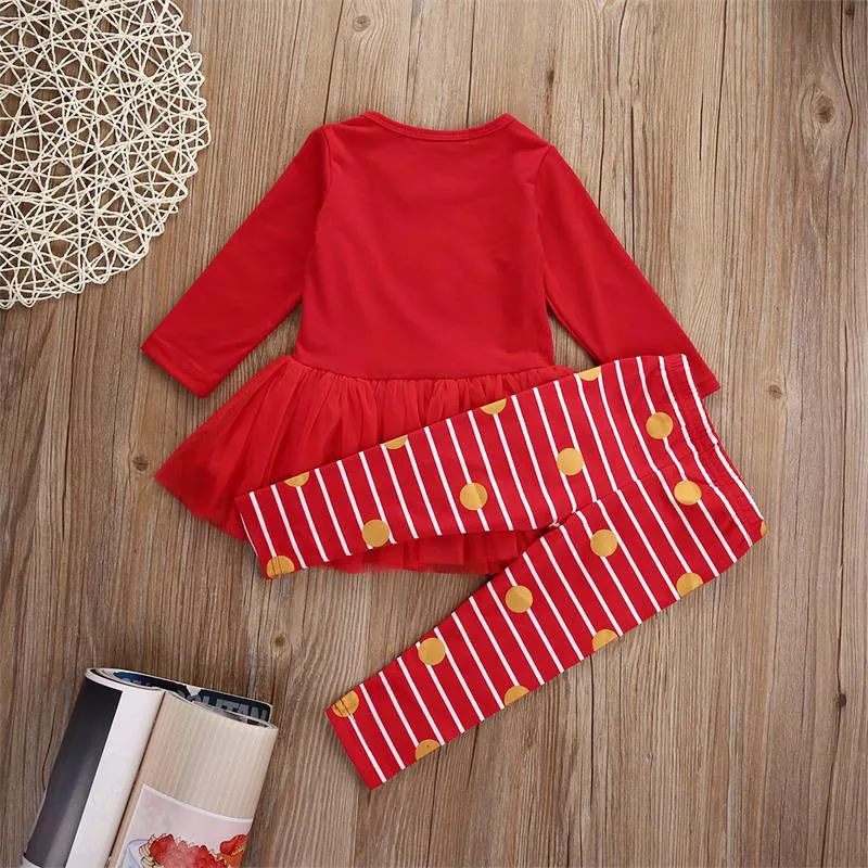 

Hot Xams Cute Baby Girl Santa Outfits Toddler Kids Babies Girls Christmas Set Tutu T-shirt Top+Pants Clothes Sets