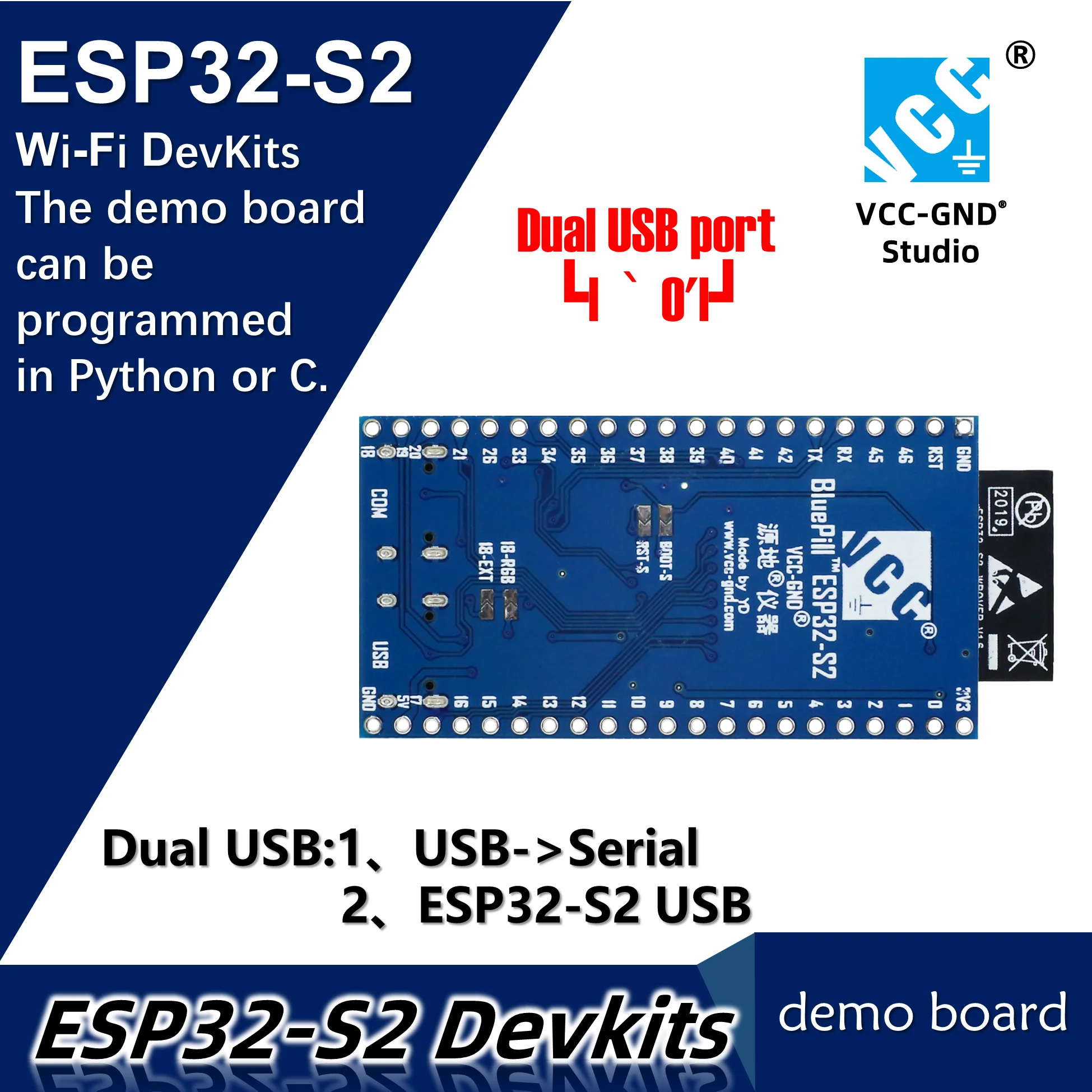 YD-ESP32-S2 ESP32-S2-Saola Dual USB development board Pyboard CircuitPython Micropython wifi ESP32-S2-DevKitC-1 | Компьютеры и офис