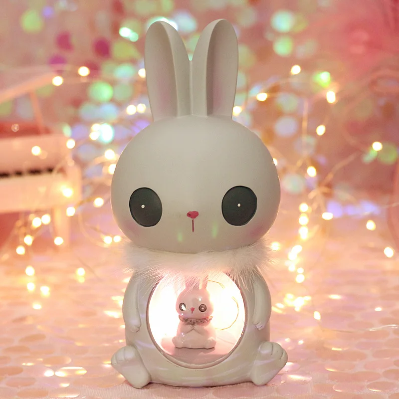 Мультяшный милый кролик светодиодный ночник из смолы в виде кролика для спальни